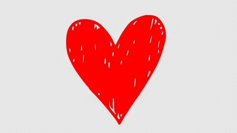 Red hand drawn style heart animation Stock Footage 335178418