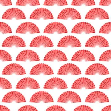 Red hand fan seamless pattern. Vector asian fans texture design Stock Illustration