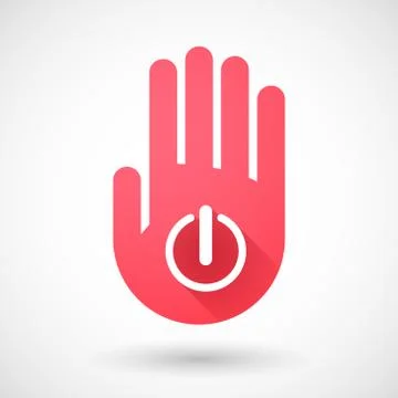 Red hand icon with an off button Stock Illustration