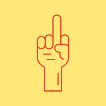 Red hand with middle finger icon Stock Illustration