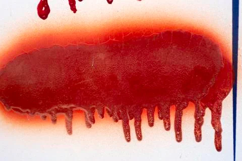 Red hand painted abstract shape. Background. Stock Photos