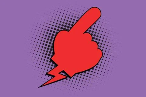 Red hand pointer comic bubble Stock Illustration