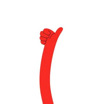 Red hand showing like and thumbs up sign. Vector illustration for approval,.. Stock Illustration