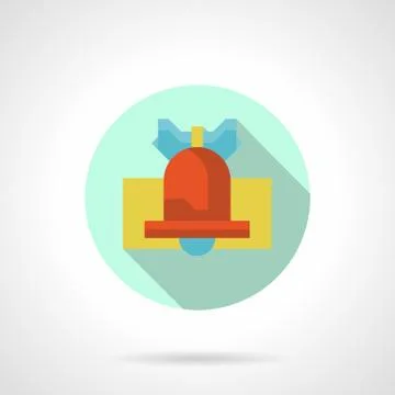 Red handbell round flat vector icon Stock Illustration