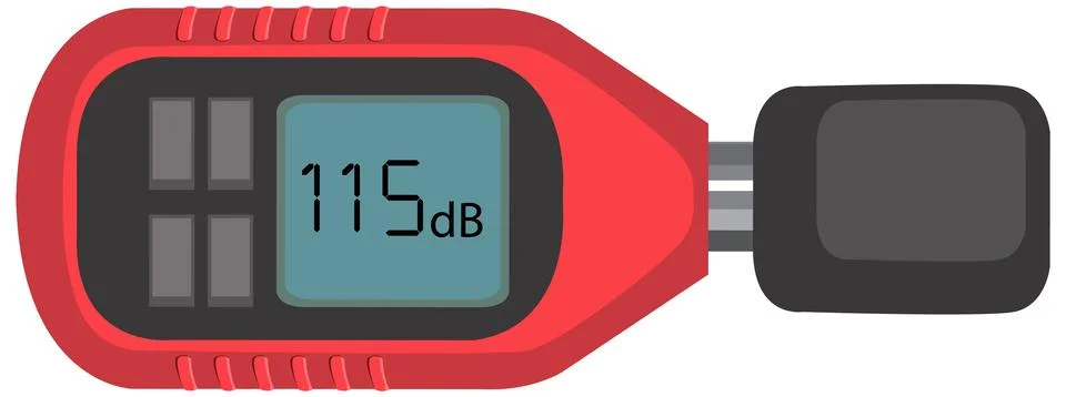 Red Handheld Digital Decibel Meter Measuring High Sound Pressure Levels Иллюстрация