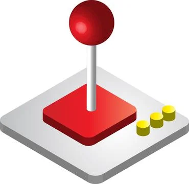 Red Handle control for game illustration in 3D isometric style Illustration
