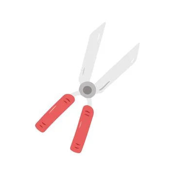 Red Handle Hedge Trimmer Pruning Shears Stock Illustration