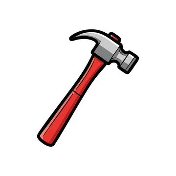 (Red Handled Carpentry Hammer. A vibrant illustration of a powerful claw to.. Stock Illustration