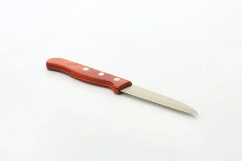 Red handled kitchen chef knife on white Stock Photos