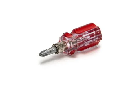 Red-handled Phillips screwdriver isolated on white Foto stock