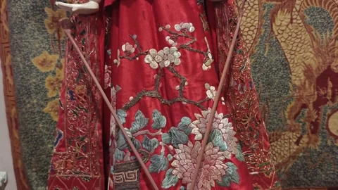Red handmade dress 库存影片 334941041