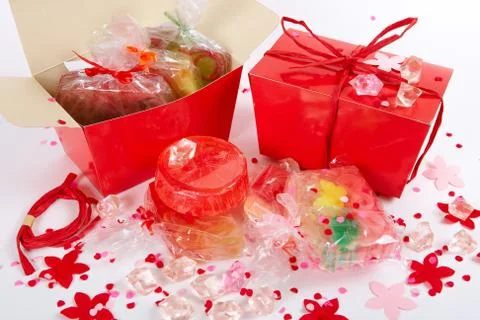 Red  handmade soap Stock Photos