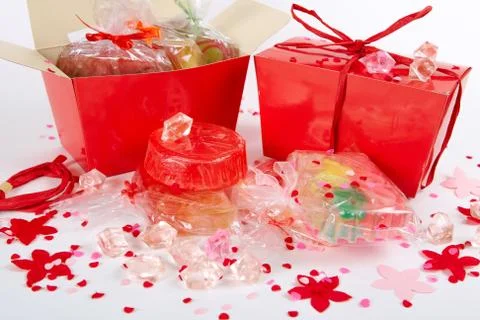 Red  handmade soap Stock Photos