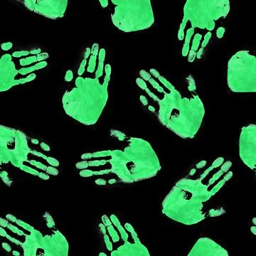 Red Handprints on Black Background Stock Illustration