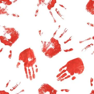 Red Handprints on White Background Illustrazione stock