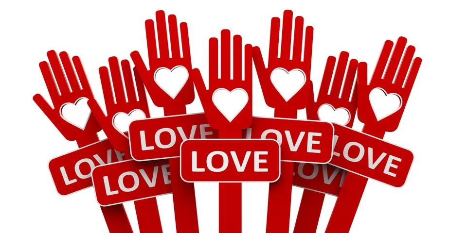 Red hands with love Illustrazione stock