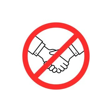 Red handshake ban with thin line hand Stock Illustration