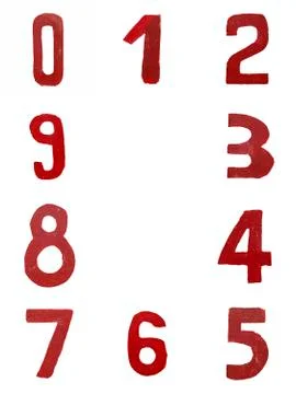 Red handwritten numbers Stock Photos