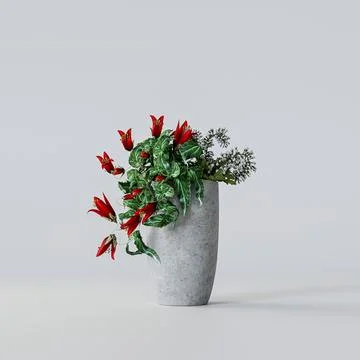 Red Hanging Flower isolated on white background Stock Illustration