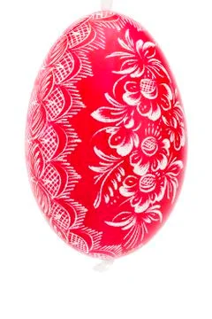 Red hanging hand painted easter egg Stock Photos