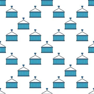 Red Hanging Shipping Container vector colored modern seamless pattern Illustrazione stock