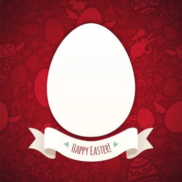 Red Happy Easter Poster With Egg Stock Illustration