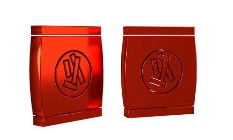 Red Hard bread chucks crackers icon isolated on transparent background. Illustrazione stock