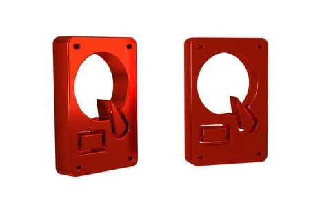 Red Hard disk drive HDD icon isolated on transparent background. Stock Illustration