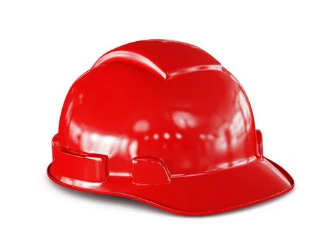 Red hard hat of construction worker isolated on white 스톡 일러스트