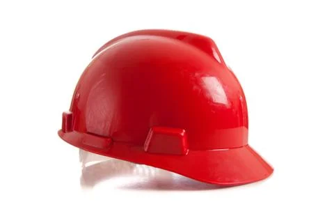 Red hard hat on white Stock Photos