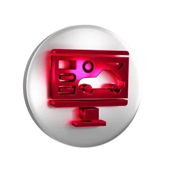 Red Hardware diagnostics condition of car icon isolated on transparent back.. Illustrazione stock