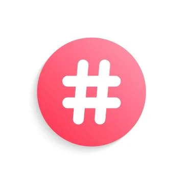 Red hashtag button with shadow Stock Illustration