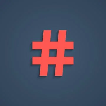 Red hashtag icon with short shadow Stock Illustration