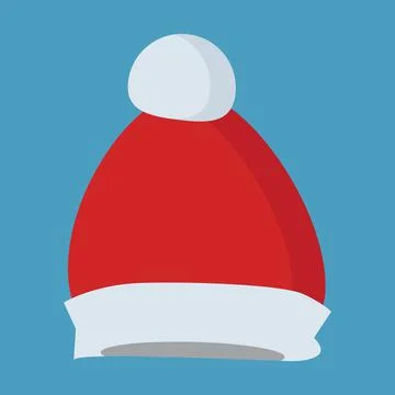 Red hat on a blue background for use in Christmas design Stock Illustration