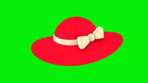 Red hat with a bow on a green screen. Concept of clothes and accessories. Stock Footage 313043185