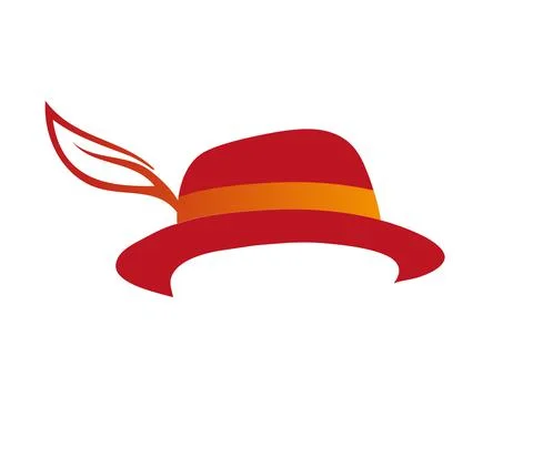 Red hat with a happy feather Stock Illustration