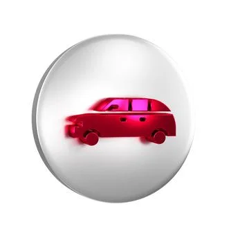 Red Hatchback car icon isolated on transparent background. Silver circle bu.. Stock Illustration