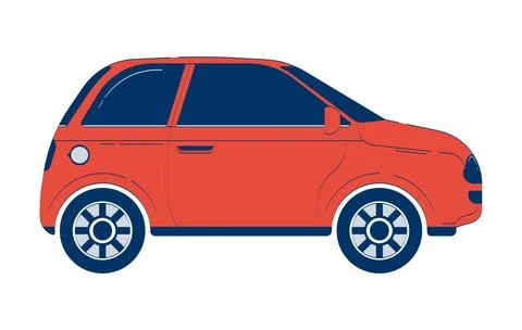 Red hatchback car side view 2D doodle object Stock Illustration