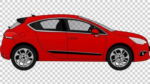 Red Hatchback Car Vector Illustration Profile Side View イラスト素材