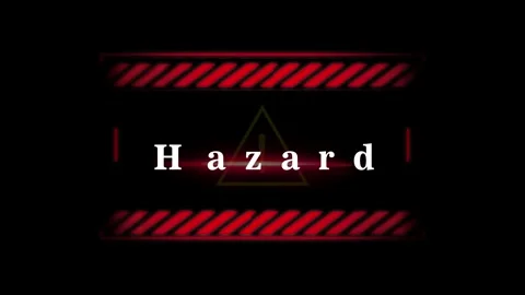 Red hazard warning title animation with glitch text effect with breaking apart Stock Footage 338314528