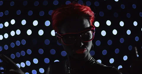 Red Head Turning LED Glasses  Lights 2 Video stock 49120646