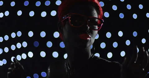 Red Head Turning LED Glasses  Lights 2 Remix Stock Footage 49121123