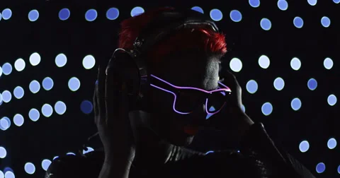 Red Head Turning LED Glasses  Lights 3 Stock Footage 49127710
