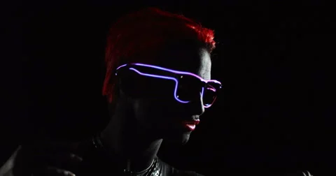Red Head Turning LED Glasses 1 Video stock 49178816