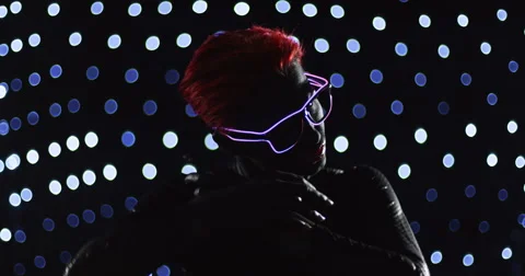 Red Head Turning LED Glasses  Lights 1 Stock Footage 49195752