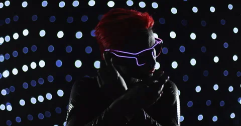 Red Head Turning LED Glasses  Lights 1 Remix Stock Footage 49196149
