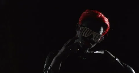 Red Head Turning Nerd Glasses 3 Rotate Remix Stock Footage 49175121