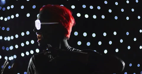 Red Head Turning Nerd Glasses 1 Rotate Remix Video stock 49193217