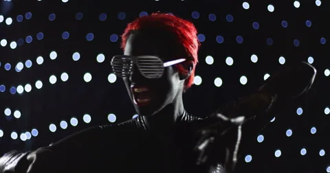 Red Head Turning Nerd Glasses 1 Rotate Stock Footage 49194032