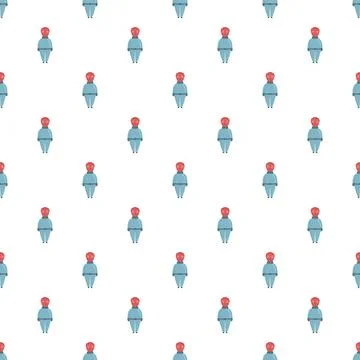 Red headed alien cartoon character repeating pattern 库存插图